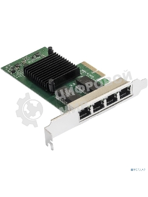 Сетевой адаптер ExeGate EXE-I350-T4V2 (PCI-E x4 v2.1, порты 4xRJ45 (медные), 10/100/1000Mbps, Gigabit NIC Intel Chipset NHI350AM4)