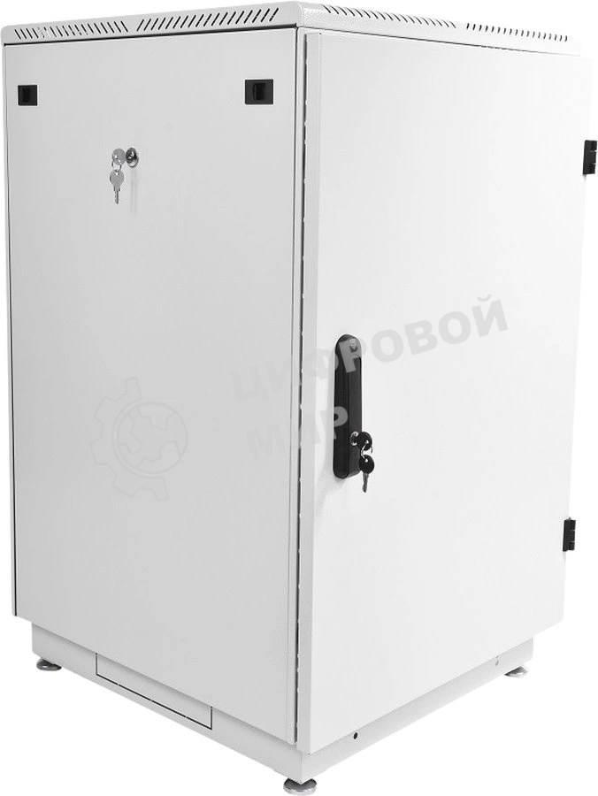 Шкаф коммутационный ЦМО (ШТК-М-24.6.6-3ААА) напольный 24U 600x600 мм пер. дв. металл 2 бок. пан. металл 700 кг серый 455 мм 55 кг 1245 мм