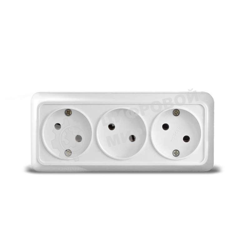 Розетка 3-м ОП Олимп без заземл. белый UNIVersal 1160