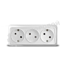 Розетка 3-м ОП Олимп без заземл. белый UNIVersal 1160