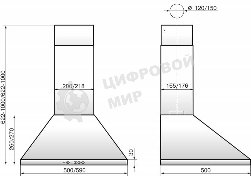 Вытяжка каминная Elikor Вента 60П-650-К3Д черный, 60 см, 650 куб. м/ч, 56 дБ
