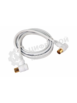 Шнур Rexant ТВ штекер - ТВ штекер, угловой, длина 1,5 м етра, белый