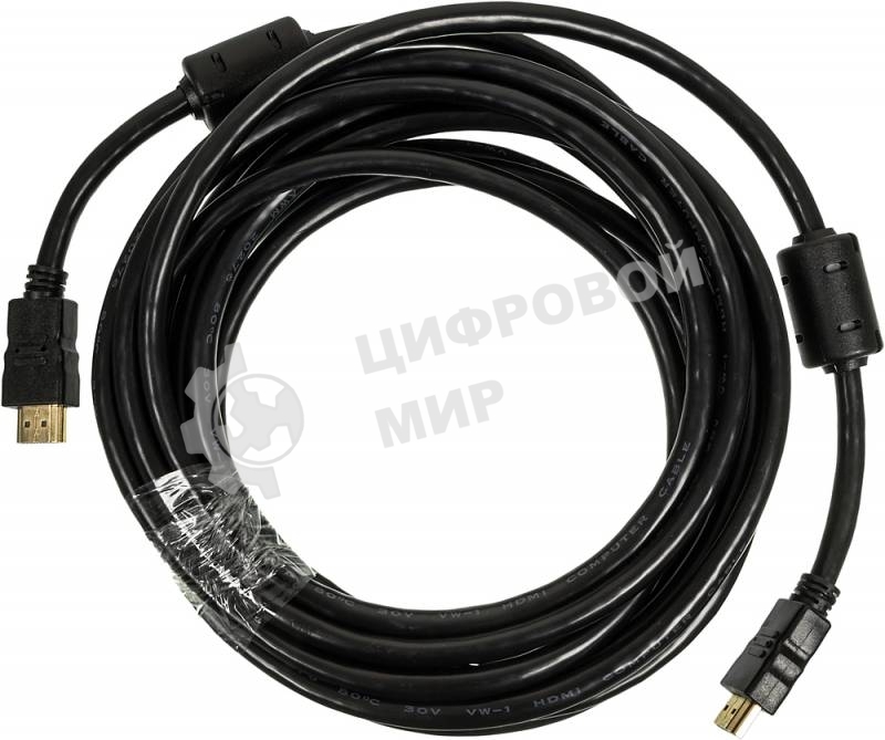 Кабель аудио-видео Ningbo HDMI-5M-MG HDMI (m)/HDMI (m) 5м. феррит.кольца позолоченные контакты черный