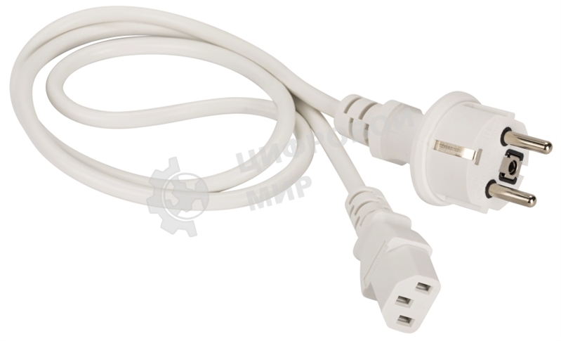 Шнур питания Lanmaster C13-Schuko прямая, 3х0.75, 220В, 10А, белый, 1.8 метра