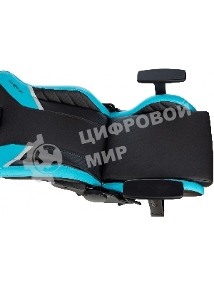 Кресло Knight Thunder 5X черный/голубой, экокожа, 120 кг, механизм качания
