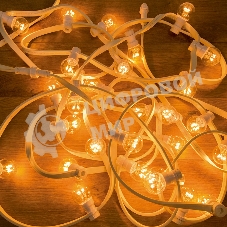 Гирлянда Neon-night LED Galaxy Bulb String 10м, белый каучук, 30 лампx6 LED теплый белый, влагостойкая IP65