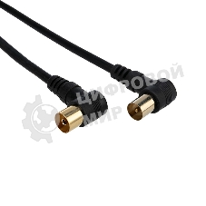 Шнур ТВ гнездо - ТВ штекер, угловой, длина 3 метра, черный Rexant