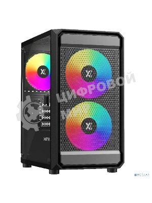 Компьютерный корпус XASTRA A303M 3ARGb Black mATX/Mesh/ tempered glass / 2x140мм + 1x120мм ARGb PWM fans/ Door/ A303M-2FC14A-1FC12A-D