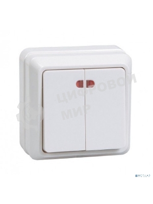 Выключатель 2-кл. ОП ОКТАВА с инд. 10А IP20 ВС20-2-1-ОБ белый IEK EVO21-K01-10-DC