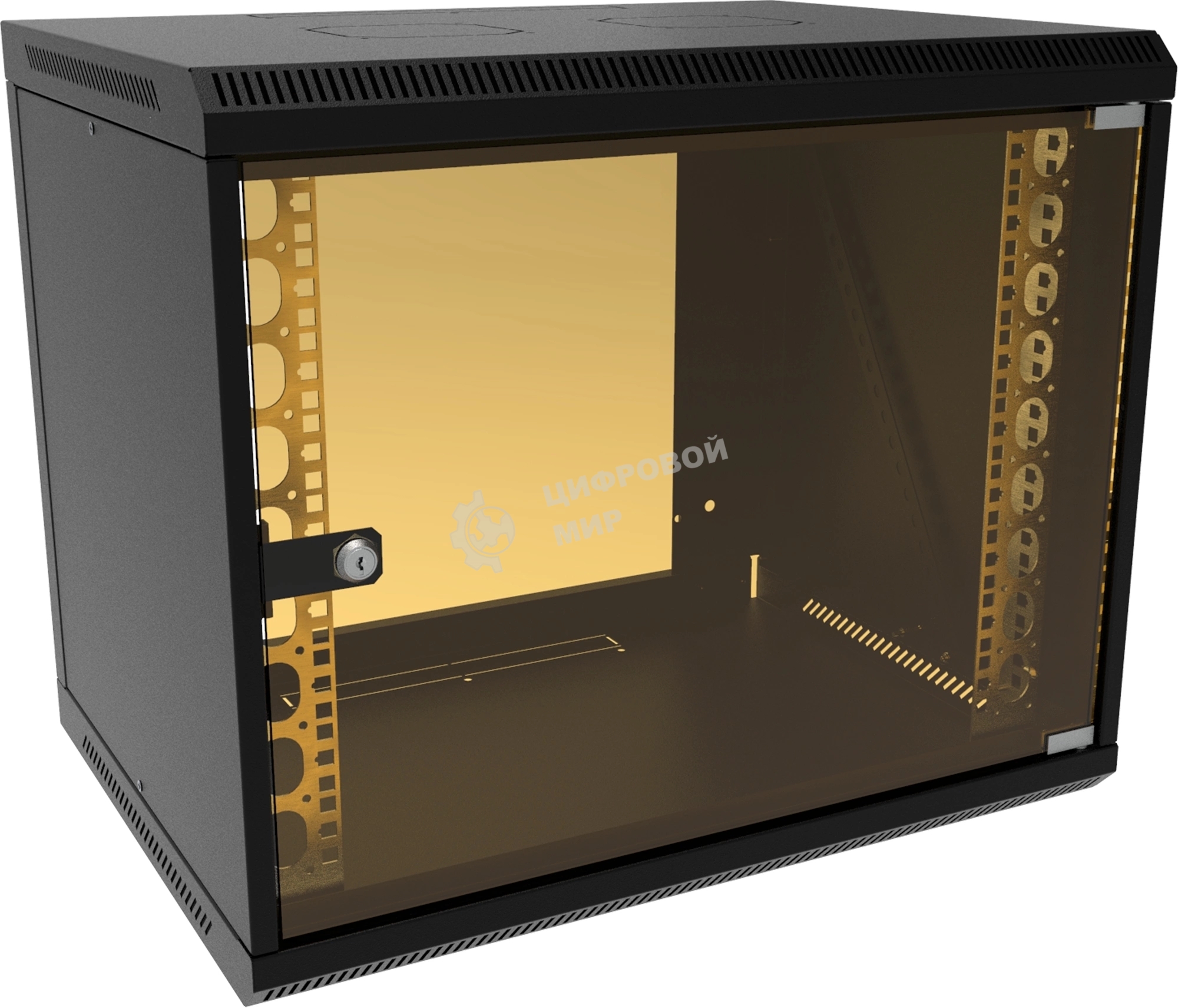 Шкаф коммутационный Suprlan (05-1093-B) настенный 6U 600x450 мм пер. дв. стекл направл. под закл. гайки 70 кг черный 385 мм 19.01 кг 500 мм