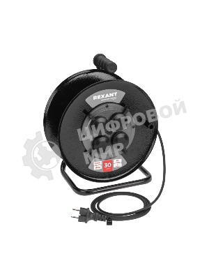 Удлинитель силовой Rexant КГ на катушке 4 гнезда, с/з, 30 м, 3х1,5 мм², IP44 c защитными крышками, металлическая катушка