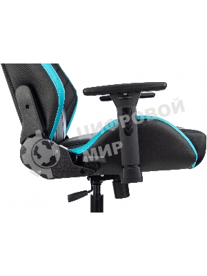 Кресло Knight Thunder 5X черный/голубой, экокожа, 120 кг, механизм качания