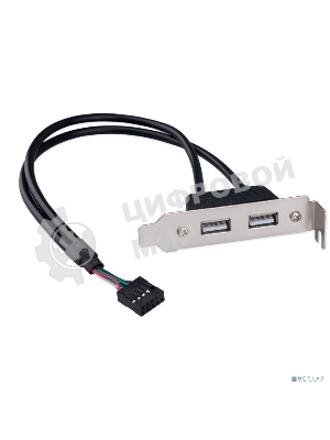Планка USB 2.0 на заднюю панель низкопрофильная Cablexpert CCUSBRECEPTACLE-LP, 2 порта USB