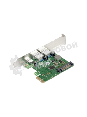 Контроллер ExeGate EXE-323 PCI-E 2.0, 2*USB 3.0 ext + 1*Type-C, разъем доп.питания (OEM)