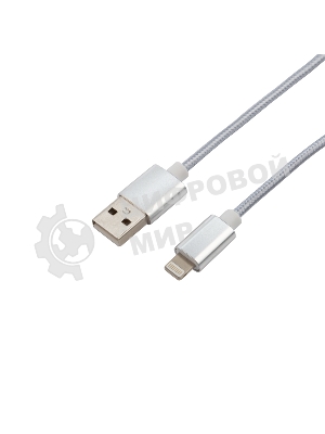 Кабель Rexant USB-Lightning 1 м, серебристая нейлоновая оплетка