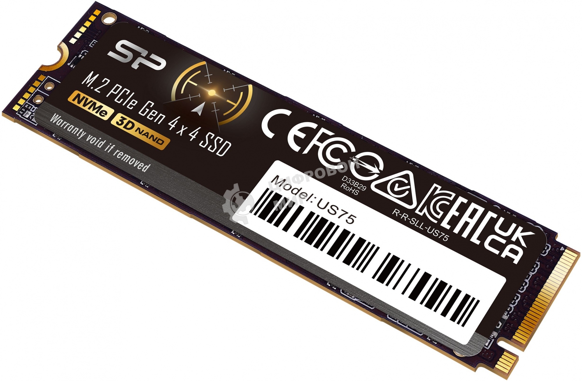 Накопитель SSD Silicon Power US75, 1000Gb, M.2 2280, PCIe 4.0 x4, NVMe, R/W 7000/6000
