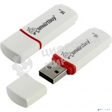 Флешка USB SmartBuy Crown white (SB16GbCRW-W), 16Gb, USB 2.0, R/W 15/5, белый/красный