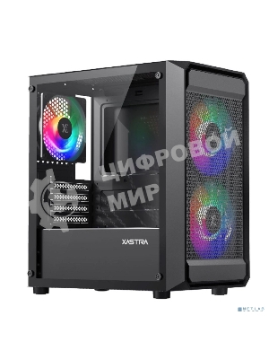 Компьютерный корпус XASTRA A303M 3FRGb Black mATX/Mesh/ tempered glass/2x140мм + 1x120мм FRGb fans/ A303M-2FC14F-1FC12F