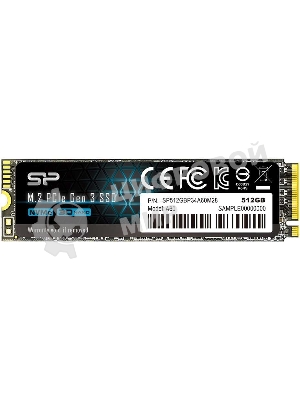 Накопитель SSD Silicon Power P34A60, 512Gb, M.2 2280, PCIe 3.0 x4, NVMe, R/W 2200/1600