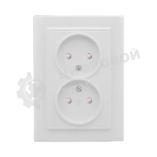 Розетка 2-м СП Минск 10А защ. шторки без заземл. бел. Basic EKF ERR10-102-100