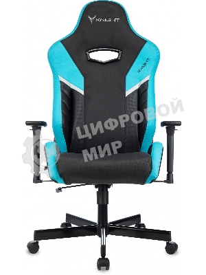 Кресло Knight Thunder 5X черный/голубой, экокожа, 120 кг, механизм качания