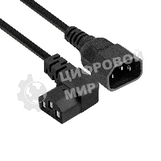 Кабель питания ExeGate Power EC-0,5P (C13 угловой->C14, VDE-250V-3*1.0мм2, медь, черный, 16A, 0.5 м)