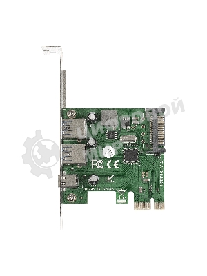 Контроллер ExeGate EXE-323 PCI-E 2.0, 2*USB 3.0 ext + 1*Type-C, разъем доп.питания (OEM)