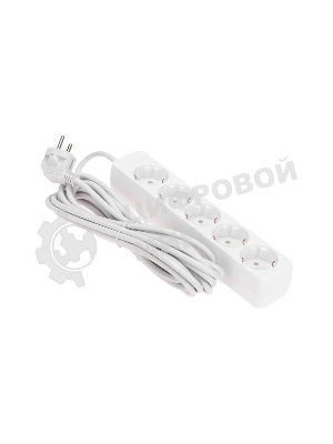 Удлинитель 5 гнезд, 5 м, 3х0,75 мм², с/з, белый PROconnect