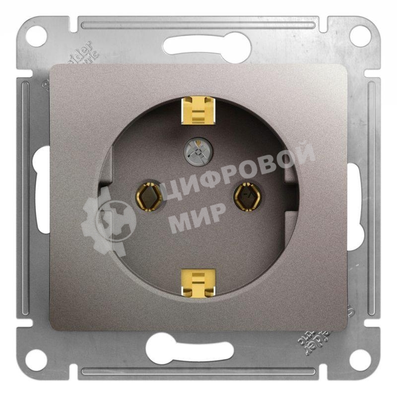 Розетка Systeme electric GSL001243 Glossa с заземлением,16А, 250В, механизм, платина