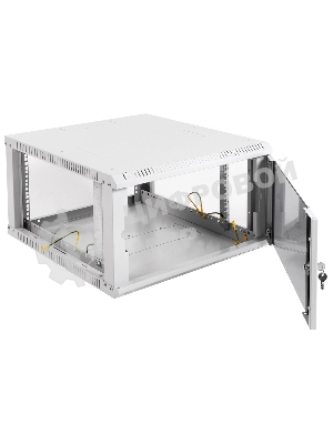 Шкаф телеком. настенный разборный 6U (600х520) дверь стекло, черный (ШРН-Э-6.500-9005)