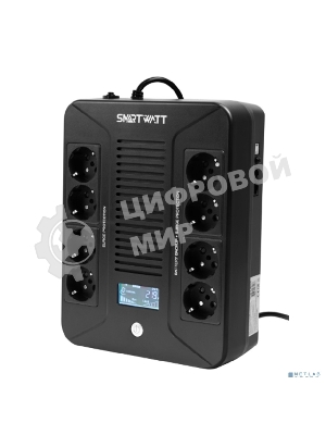 Источник бесперебойного питания SMARTWATT UPS SAFE PRO LCD 600 Line-interactive 600VA/360W Brick (Euro x8, USB, RJ11/RJ45 protection, LCD, 275x210x9