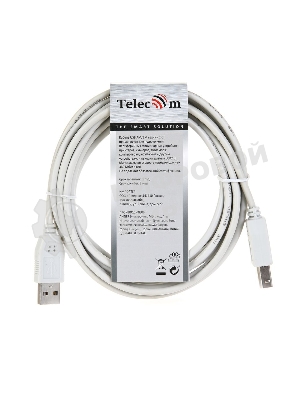 Кабель AM/BM USB2.0 3м Telecom USB 2.0 A-->B 3.0m, белый/серый, TC6900-3.0M