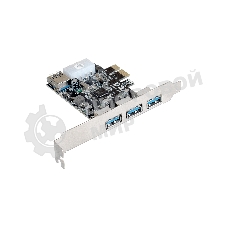 Контроллер ExeGate EXE-367 PCI-E 2.0, 3*USB 3.0 ext + 1*USB 3.0 int, разъем доп.питания (OEM)