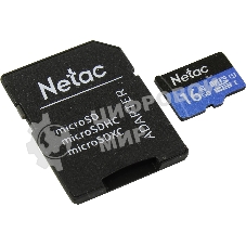 Флеш карта microSDHC 16Gb Netac P500 NT02P500STN-016G-R (с SD адаптером) 80Mb/s
