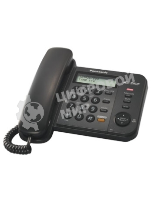 Телефон проводной Panasonic KX-TS2358RUB черный АОН,Caller ID,ЖКД,блокировка набора,выключение микрофона,кнопка 