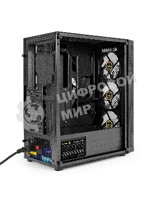 Компьютерный корпус Miditower ExeGate EVO-5001A-EVO800 (ATX, БП EVO800RGb с вент. 12 см, 2хUSB+1хUSB 3.0+HD Audio, черный, 3 вент.12см с RGb подсветкой, боковая панель - закаленное стекло)