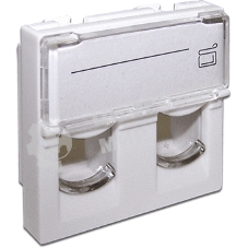 Вставка 45x45 на 2 модуля, со шторкой и увеличенным окном маркировки, белая