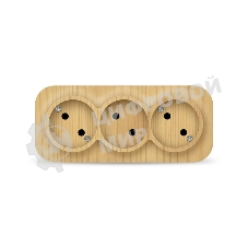 Розетка 3-м ОП 10А IP20 без заземл. сосна IONICH 1455