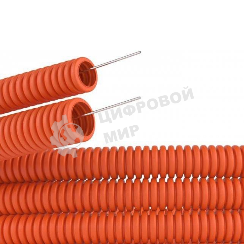 Труба гофрированная из ПНД Rexant с зондом ø 16 мм, оранжевая (100 м/уп.)