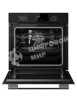 Встраиваемый духовой шкаф Kuppersberg HF 609 B, High-Tech, объем 80 л, 10 режимов работы, телескопические направляющие, цифровой таймер, 2 стекла в дверце, утапливаемые переключатели, энергоэффективность А, черный