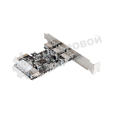 Контроллер ExeGate EXE-367 PCI-E 2.0, 3*USB 3.0 ext + 1*USB 3.0 int, разъем доп.питания (OEM)