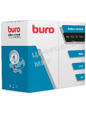Кабель сетевой Buro UTP 4 пары cat5E solid 0.40мм CCA 100м серый