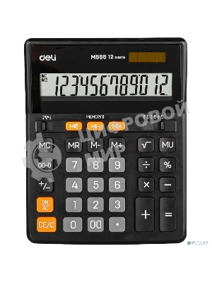 Калькулятор настольный Deli EM888 черный 12-разр.