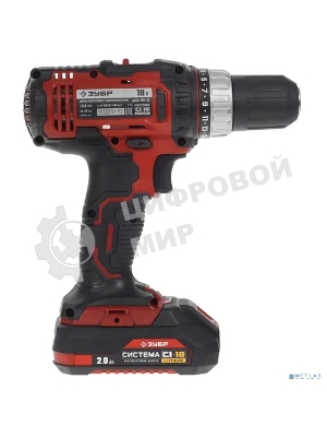 Дрель-шуруповерт Зубр ДШЛ-185-22, 18 В, 2 Ач, 40 Нм, щеточный