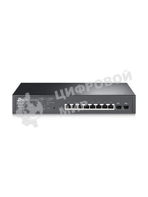Коммутатор TP-Link JetStream 10-Port Gigabit Smart Switch with 8-Port PoE+, 8× Gigabit PoE+ Ports, 2× Gigabit SFP Slots, 802.3at/af, 150 W PoE Power, 1U 13-inch Rack-mountable Steel CaseIntegration with Omada SDN Controller, 802.1Q VLAN, STP/RSTP/MSTP, IGMP Snoopi