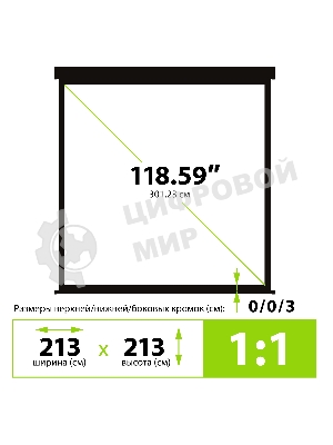 Экран Cactus 213x213см Wallscreen CS-PSW-213X213-BK 1:1 настенно-потолочный рулонный черный