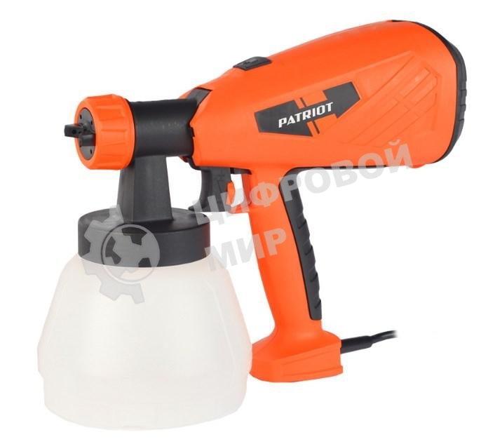 Краскопульт электрический PATRIOT SG500 HVLP 500 Вт., 100 DIN/сек, Расход 900 мл/мин., Резервуар: 1300 мл