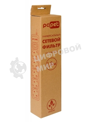 Сетевой фильтр PC Pet AP01006-E-GR 1.8м, 5 розеток, серый