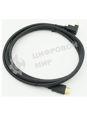 Кабель HDMI 2м, 19pin to 19pin, 1 угловой разъем, черный 