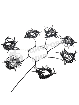 Елочная гирлянда с кольцом Neon-night, 7 нитей по 1,5 метра, цвет диодов теплый белый, не соединяется